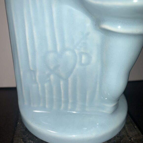 Vintage 1950s SHAWNEE Pottery Blue Boy And Girl Sweeties w Tree Stump Initials - Picture 3 of 12